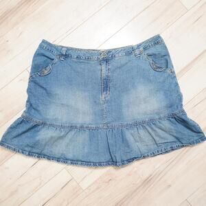L.A. Blues Light Wash Denim Mini Skirt Grommet Detail Cargo Pockets Y2K 20W